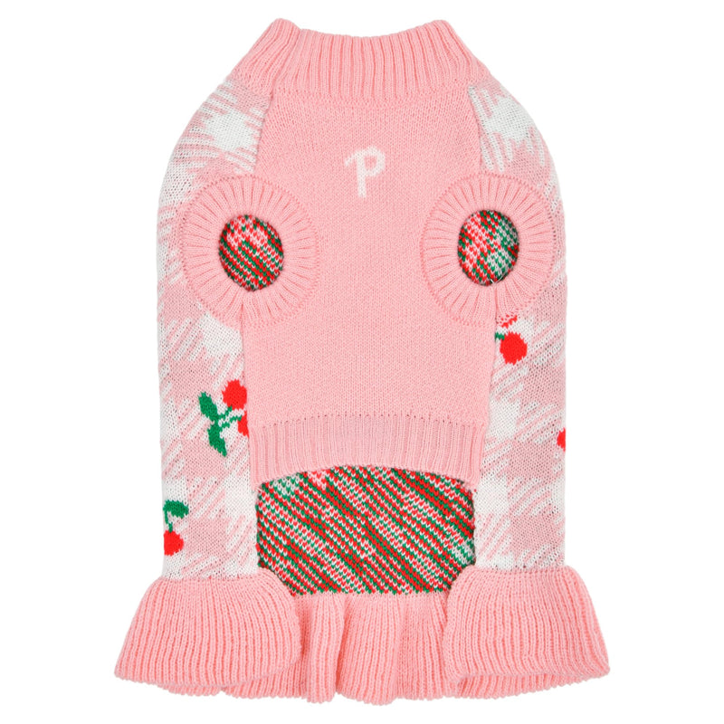Puppia Rio Dog Knit Dress Winter Season for Small and Medium Dogs, Light Pink, Large