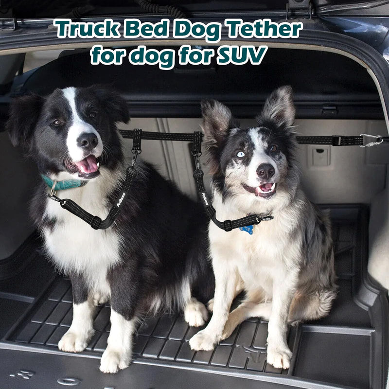 PetBonus Truck Bed Dog Leash, Dog Truck Tether Tie Down, Adjustable Safety Dog Leash for Truck, Comfortable Pick-Up Bed Restraint Lead, Ratchet Tightening Dog Car Harness Belt for One Dog For 1 Dog - PawsPlanet Australia