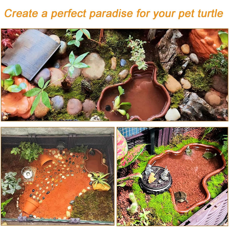 3PCS Tortoise Food Dish with Ramp Leaf Tortoise Food Water Bowls Reptile Food Water Bowls Amphibians Habitat Accessories for Horned Frogs Lizards Fit for Bath - PawsPlanet Australia