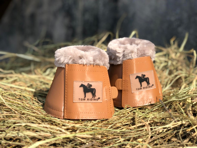 Horse Bell Boots Dressage Horse Boots XL L M S Large Bell Boots with Faux Cognac Color