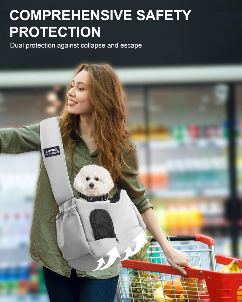 Dog Carrier Sling for Small Dogs & Cats Hand-Free Puppy Sling Purses with Storage Bag and Adjustable Shoulder Strap, Pet Sling Carrier Up to 8.8 Lbs (Grey) Grey - PawsPlanet Australia