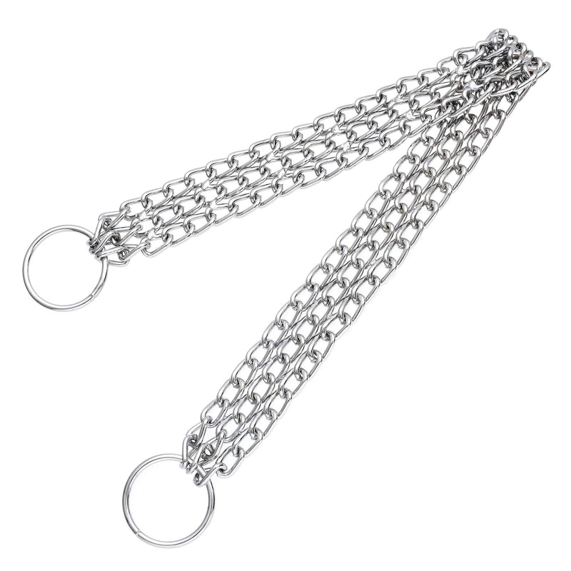 Mile High Life | Dog Training Double Triple Chain Collar | Stainless Steel Slip P Ring | Choke Collar | Chrome Copper Slip Lead | Variety Size and Weight Choices L:18in Stainless-Triple Chain - PawsPlanet Australia