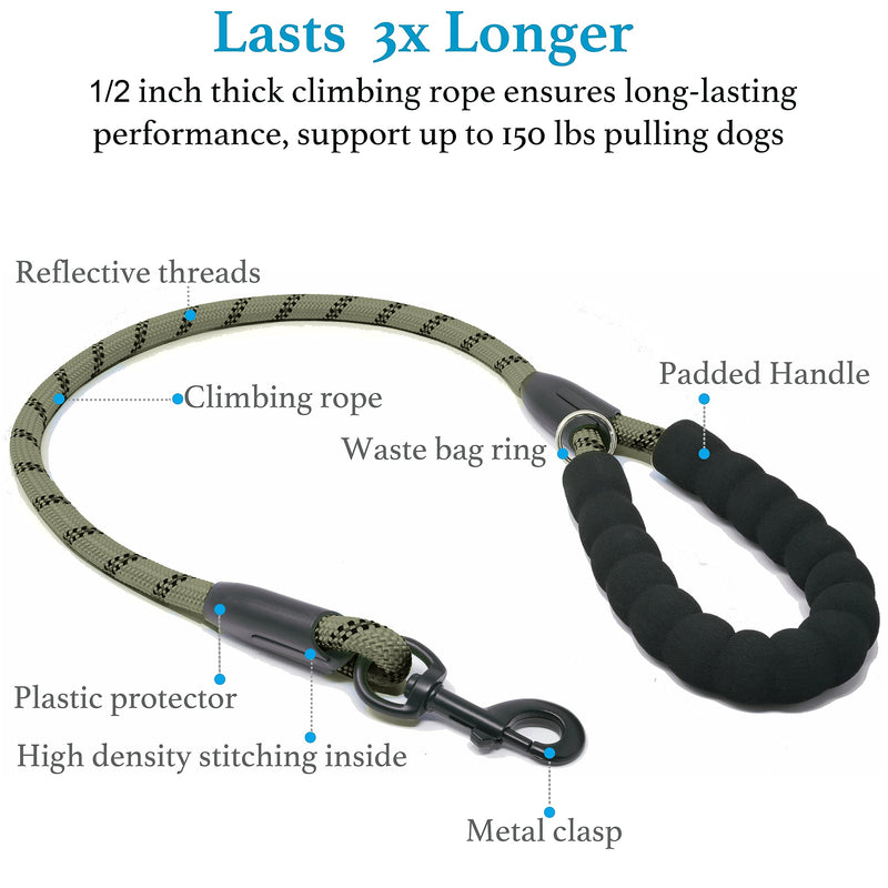 iYoShop Dual Dog Leash - 360° Swivel, No Tangle Walking Leash with Shock Absorbing Bungee for Two Dogs (Medium, 8-35 lbs, Military Green) Medium