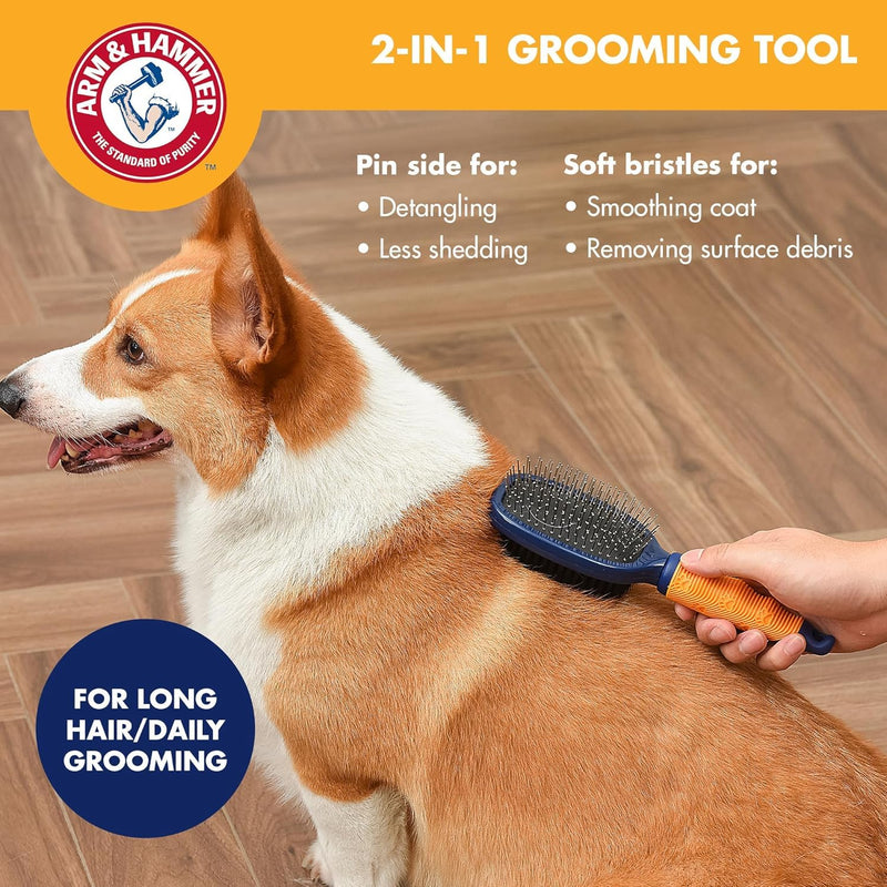 Arm & Hammer Deodorizing Pin & Bristle Dog Grooming Brush with Fragrance Transfer Technology – Scented 2-in-1 Dog Brush for Detangling & Shedding, Pet Brushes for Dogs, Sweet Lily & Vanilla - 2 Pack Pin/Bristle Duo Brush - Sweet Lily & Vanilla 2-Pack