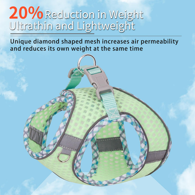 Step in Dog Harness and Leash Set, No Pull Escape Proof Vest Harness with Soft Diamond Mesh and Reflective Bands, Adjustable Pet Outdoor Harnesses for Medium Size Dogs Sage M - PawsPlanet Australia