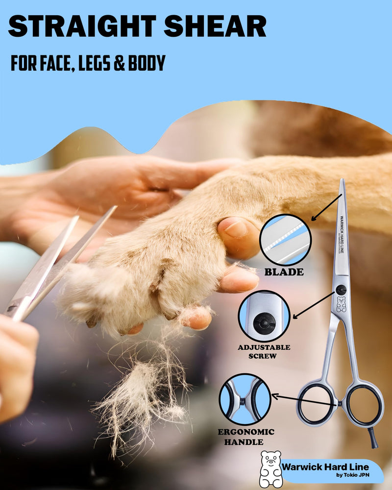 Professional Dog Grooming Scissors Set Pet Grooming Scissors kit for Dogs,Cats,Rabbit & All Pets, Stainless Steel Scissor, thinning Scissor(5 Pieces Set with PU Leather Pouch) 5 Pieces Set