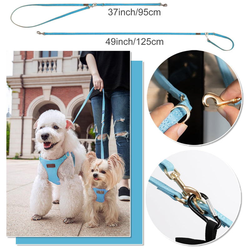 Puppytie No Pull Dog Harness with Multifunction Dog Leash,Soft Adjustable No Choke Escape Proof Pet Harness Vest for Medium Dogs or Large Dogs,Ocean Blue,M Ocean Blue M(16.5-31lb） - PawsPlanet Australia