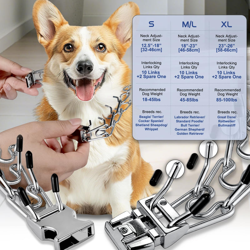 Pinch Collar for Dogs, Prong Training Collar with Quick Release Buckle for Dog Pulling Behavior Correction, Adjustable Pinch Leashes (XL / 23-26" Neck Size) XL / 23-26" Neck Size