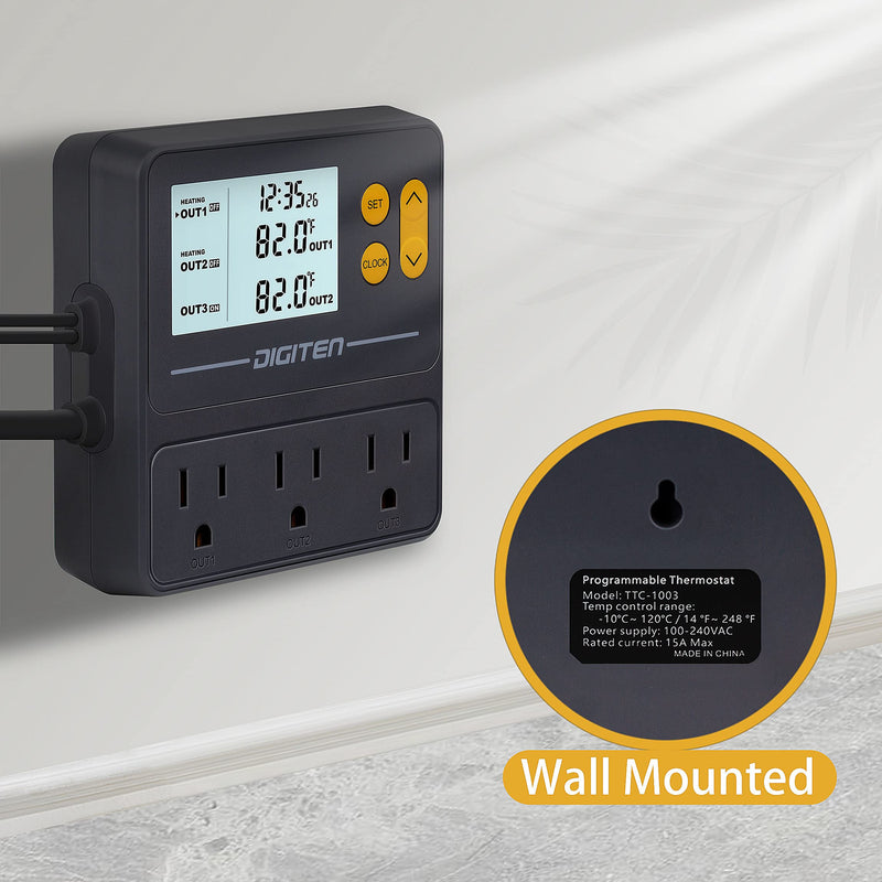 DIGITEN Reptile Temperature Controller with Timer Day-Night,3-Stage Outlet Thermostat Cooling Heating Mode Temperature Controlled for Ball Pythons,Mushroom,Fermentation,Bearded Dragon - PawsPlanet Australia
