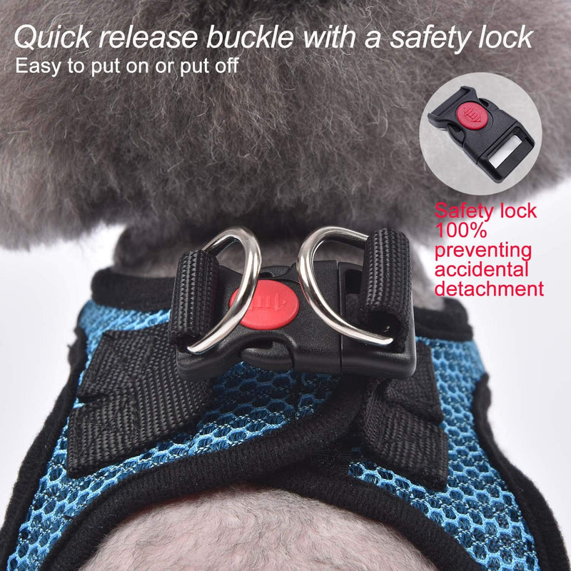 Dog Harness Step-in Breathable Puppy Cat Dog Vest Harnesses for Small Medium Dogs Blue M (Chest 13.5''-16.5'', Weight 10-15 lb) - PawsPlanet Australia
