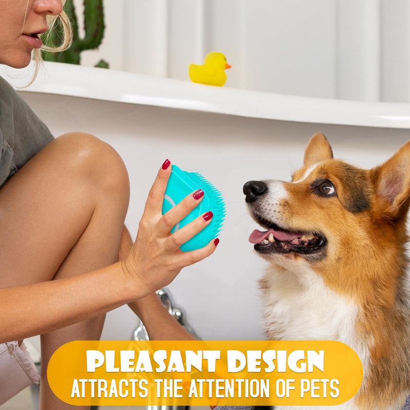 Dog Bath Brush with Soap Dispenser - Silicone Dog Scrubber for Bath Dog Shower Brush Dog Shampoo Brush Scrubber Dog Soap Dispenser Dog Bath Supplies - Pet Massage Brush Dog Washing Brush Scrubber 1 PCS - PawsPlanet Australia