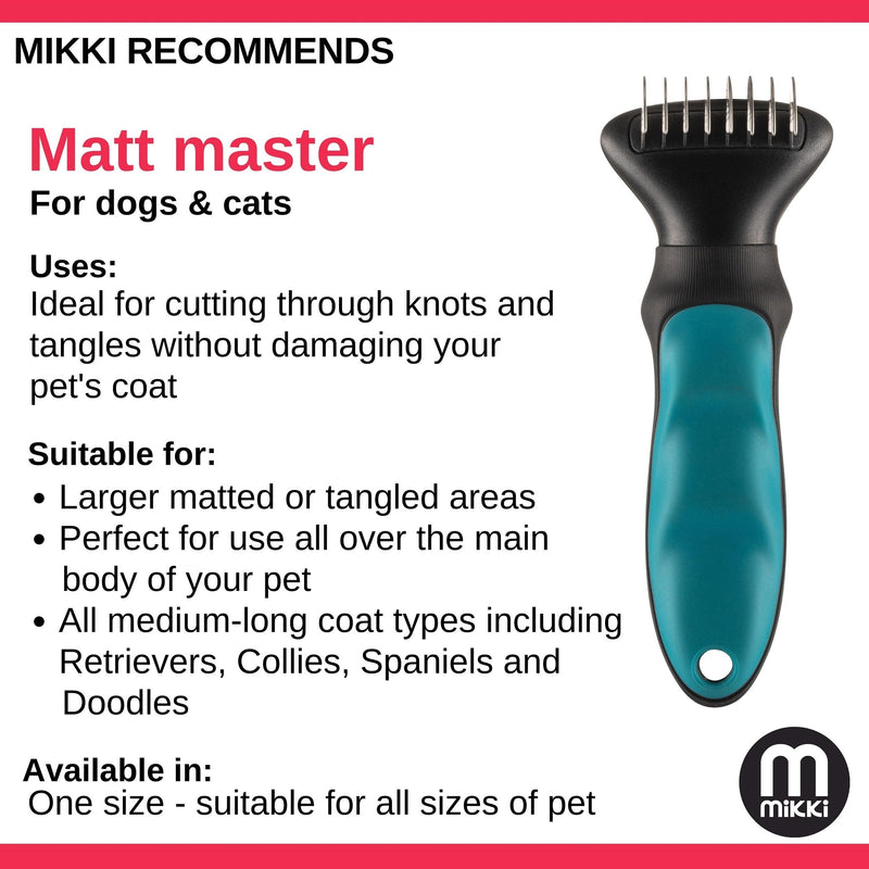 Mikki Dog, Cat Matt Master Rake - Matt and Tangle Remover - De-Matting Comb Tool for Pets - 8 Blade - PawsPlanet Australia