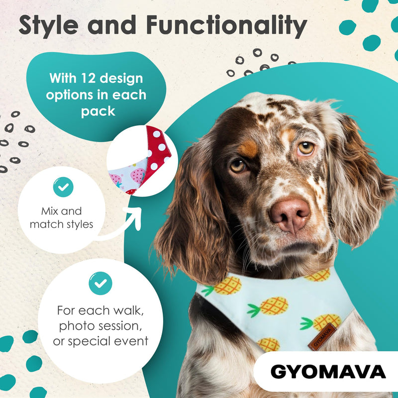 GYOMAVA® Summer Dog Bandana – Reversible Puppy Bandana for Boy & Girl – Stylized Triangle Scarf – Soft, Washable, Lightweight – for Small, Medium, Large & XL Dogs, Outdoor Pet Accessory Small-Medium - PawsPlanet Australia