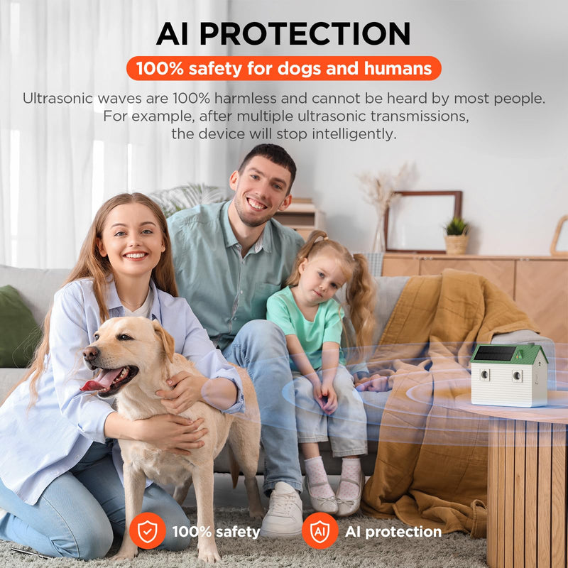 Ultrasonic Dog Bark Deterrent Devices,Anti Barking Device,Dog Barking Silencer Up to 50 FT,3 Modes,Solar and USB Dual Charging Function,Indoor Outdoor for Dogs Training & Behavior Aids,Green Green(waterproof version) - PawsPlanet Australia
