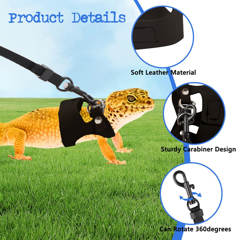 3 Pack Bearded Dragon Harness and Leash, Adjustable Bearded Dragon Leash and Harness Set with Traction Rope Bearded Dragons Clothes for Lizards and Other Small Reptiles (3 Sizes) - PawsPlanet Australia