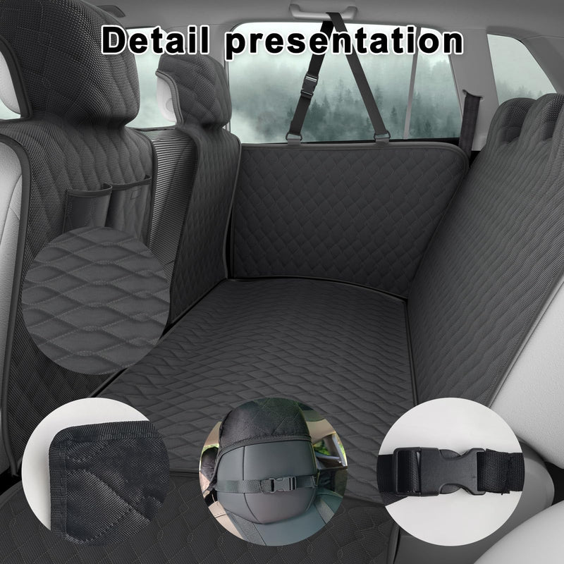 Compatible with Dog Car Seat Cover Protector Back Seat Pet Cover for Dogs Hammock Backseat Dog Cover with Side Flaps Storage Pocket Zip Mesh for Honda Accord 10th 2017-2024 (Black) - PawsPlanet Australia