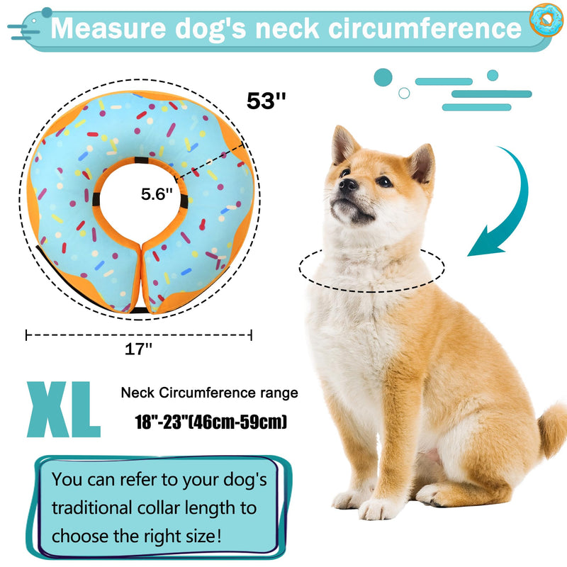 Recovery Donut Collar for Dogs & Cat,Inflatable Dog Cone Collar Alternative After Surgery,Soft Dog Cone for Large Medium Small Dog,Adjustable Dog Neck Donut Collar(Blue,X-Large) Blue XL（Neck 18"-23"） - PawsPlanet Australia