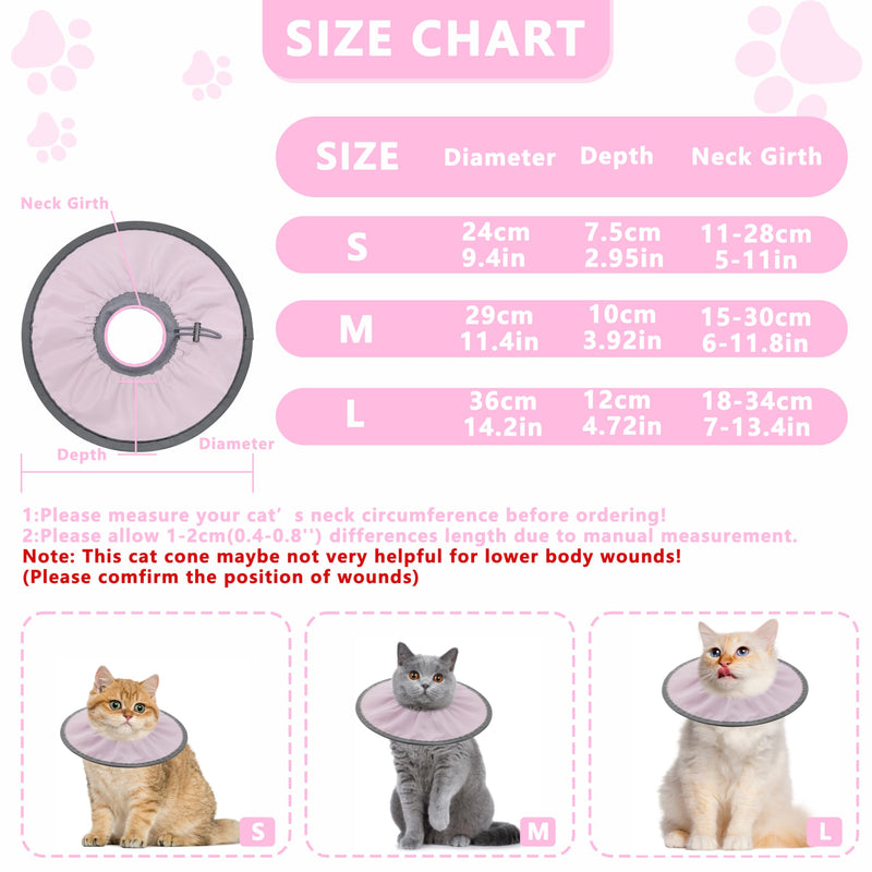 Seyezo Lightweight Cat Cone Collar Soft, Soft Comfortable Kitten Recovery Collar After Surgery, Elizabethan E Collar for Cats, Cone for Cats to Stop Licking (Pale Pink, Large) Pale Pink