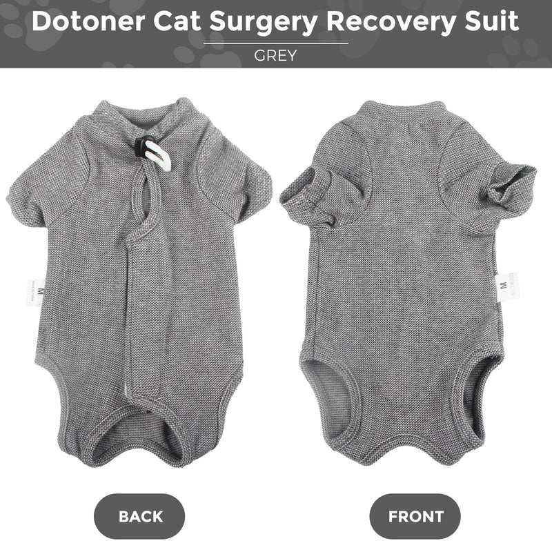 Dotoner Cat Surgery Recovery Suit for Female Male Anti-Licking Pet Surgical Pajamas Long Sleeve Prevent Shedding Cat Spay Recovery Suit&E Collar Alternative Bodysuit for Cats L Grey