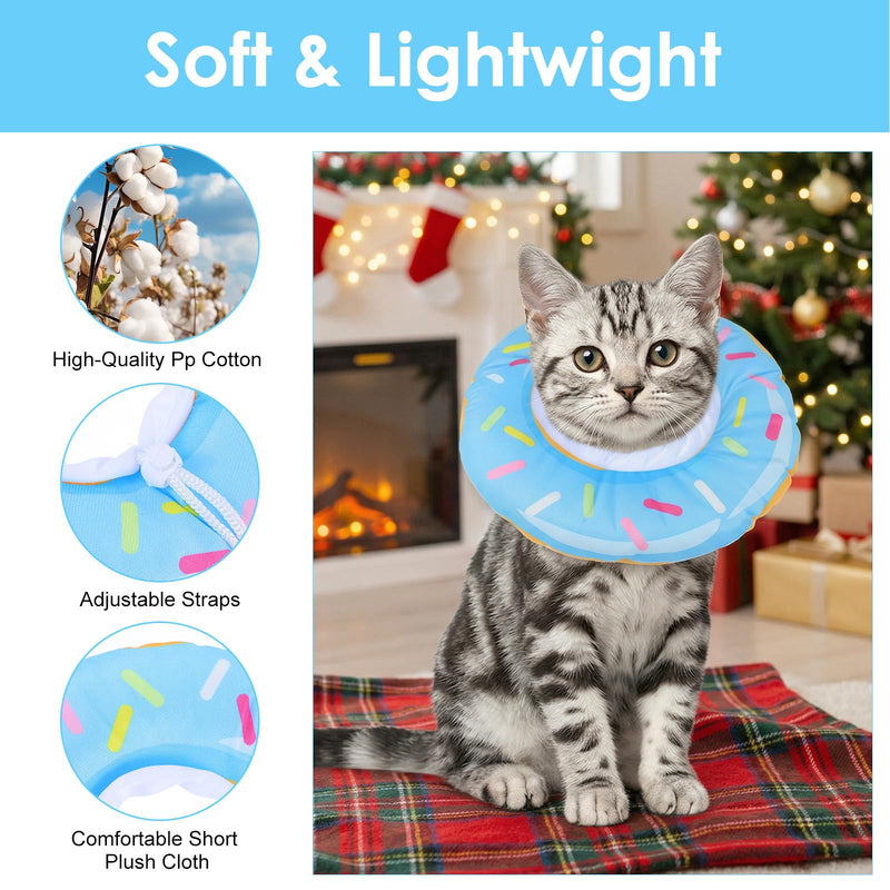 Cat Cone Collar Adjustable Cat Recovery Collars Soft Cone Cute Cats Collars After Surgery Kitten Recovery Cones to Stop Licking Pet Elizabethan Collar for Cats Kittens and Puppies（Blue）
