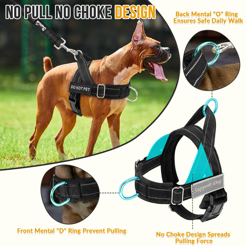 SlowTon No Pull Dog Harness - Heavy Duty Dog Harness and Leash Set for Medium Large Dogs, Reflective Tactical Harness with Soft Padded and Front Clip for Easy Walk and Training (Black L) Black - PawsPlanet Australia