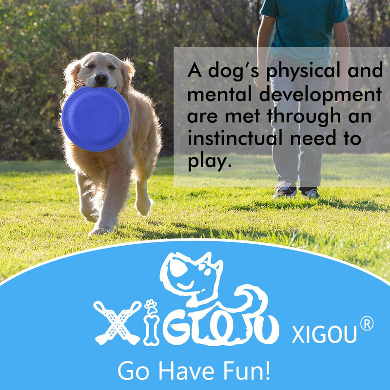 Dog Flying Disc - Durable Rubber Flying Disc Dog Toy - 9.25" Indestructible Rubber Dog Flying Discs Flyer Dog Toys - Puncture Resistant & Bite Resistant Extremely - for Medium Large Dogs Blue