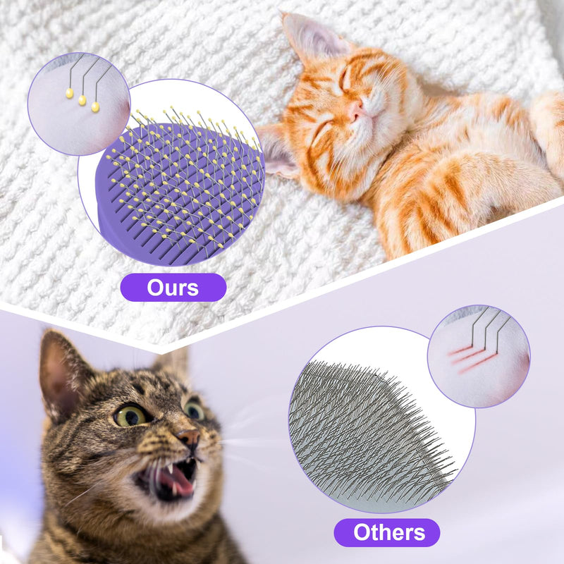 Cat Brush for Grooming and Shedding, Self-Cleaning Silicone Brush for Short and Long Haired Cats, Cat Gifts for Pet Lovers (purple) Purple - PawsPlanet Australia