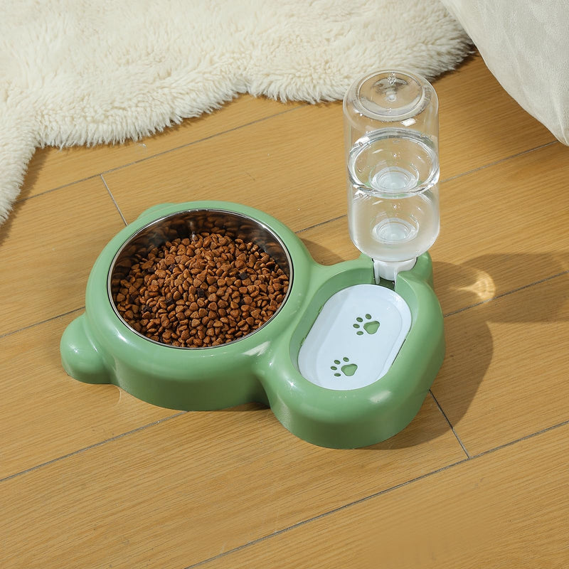 Dog Bowls, Cat Food and Water Bowl Set with Water Dispenser and Stainless Steel Bowl for Cats and Small Dogs - Green - PawsPlanet Australia