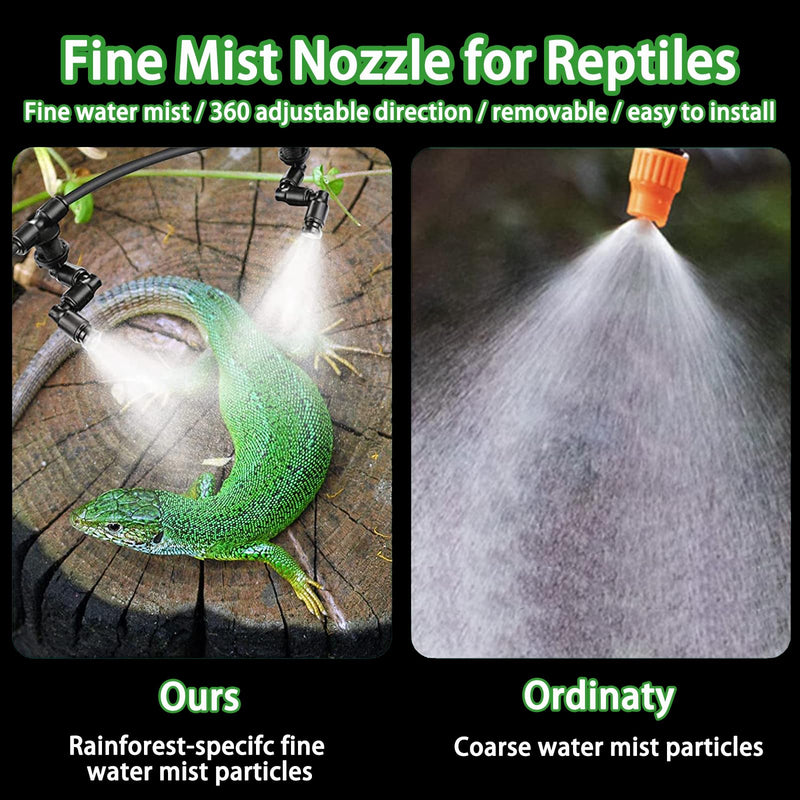Reptile Mister Nozzles - T Double Misting Assembly，Reptile Misting Nozzles 1/4'', Reptile Fogger Fine Mist Nozzles for Reptile Terrarium, Paludarium, Vivarium, Plants, Amphibians, Tank Double Nozzle Adjustable Focus - PawsPlanet Australia