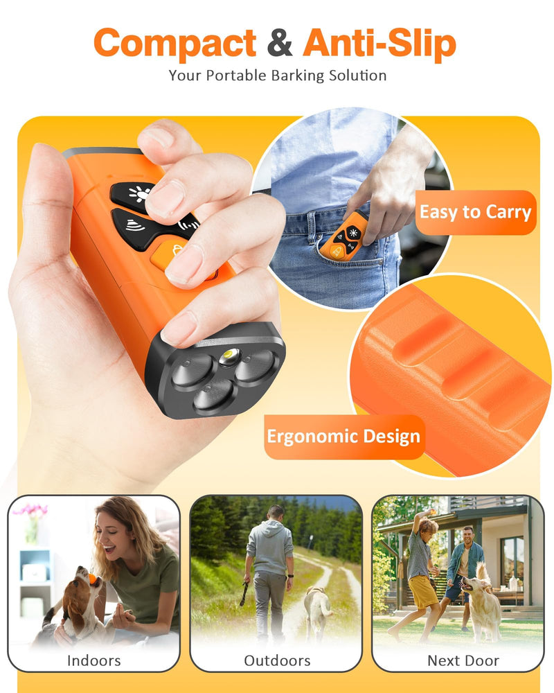 Dog Bark Deterrent Devices | Stop Your & Neighbor’s Dog Barking | 3X Ultrasonic & 23ft Range Anti Barking Device | Dog Behavior Correction Training Indoor Outdoor Orange Black - PawsPlanet Australia