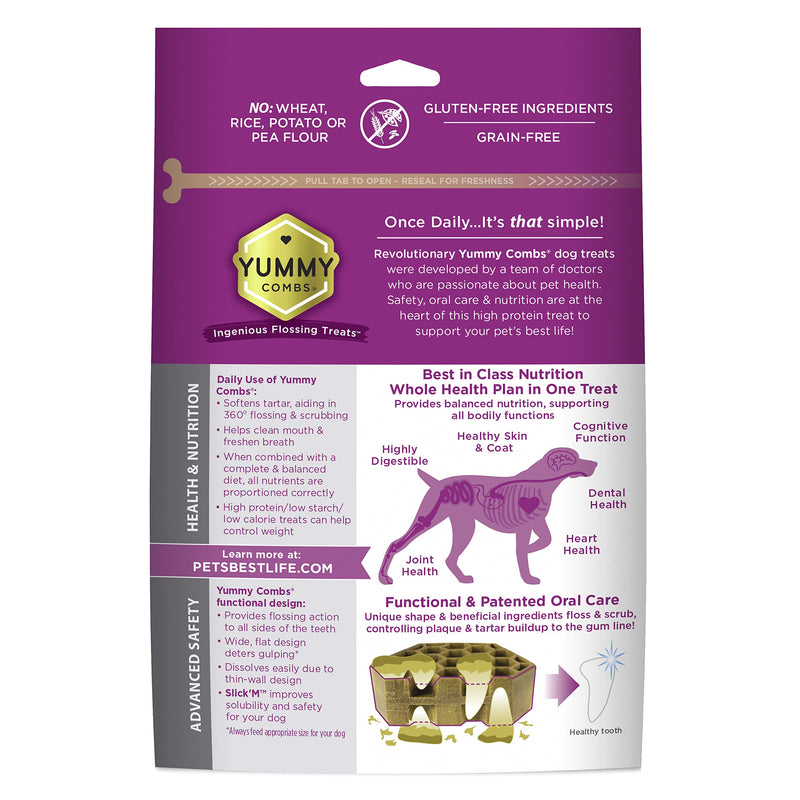 Yummy Combs Dog Dental Treats – Vet VOHC Approved – Delicious Chicken Protein – Removes Tartar with Cleaning Comb Shape – Extra Small 12oz and Small 12oz - PawsPlanet Australia