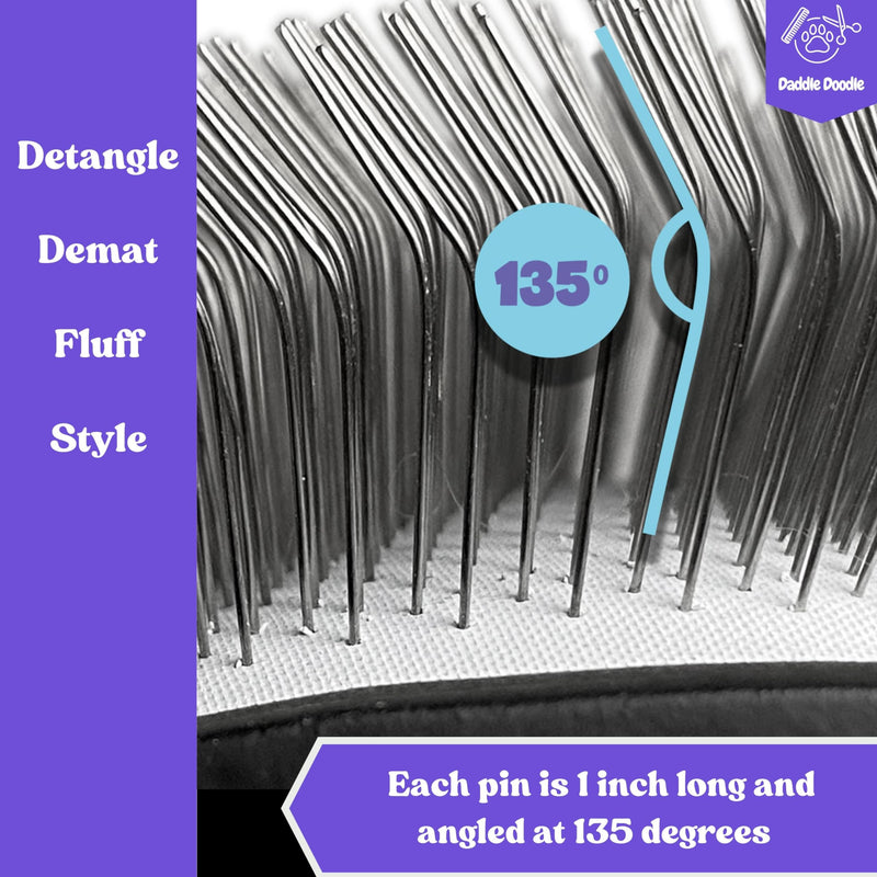 Dog Slicker Brush - Dog Grooming Brush Especially Designed for All Poodles and Doodle Mixes – Fluff, Style, Detangle, and Demat – Ergonomic Handle Design – Soft and Angled Brush Pins - PawsPlanet Australia