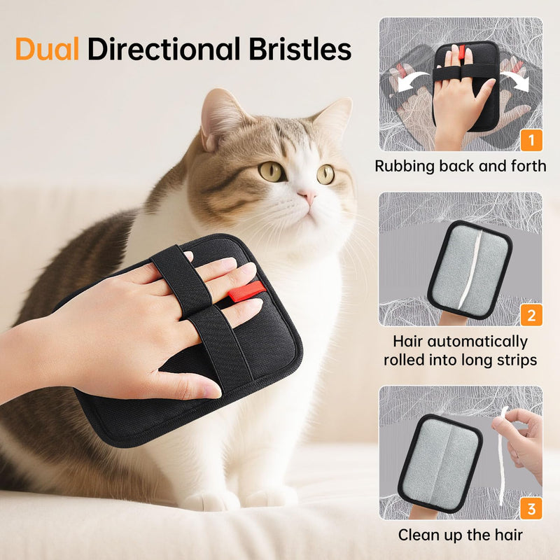 1 Pcs Electrostatic Pet Hair Removal Gloves Brush, Reusable Static Pet Cat Dog Hair Remover Gloves Grooming Brush Couch, Furniture, Carpet, Car Seat, Upgraded Animal Fur Removal Tool 1 Pcs Black - PawsPlanet Australia
