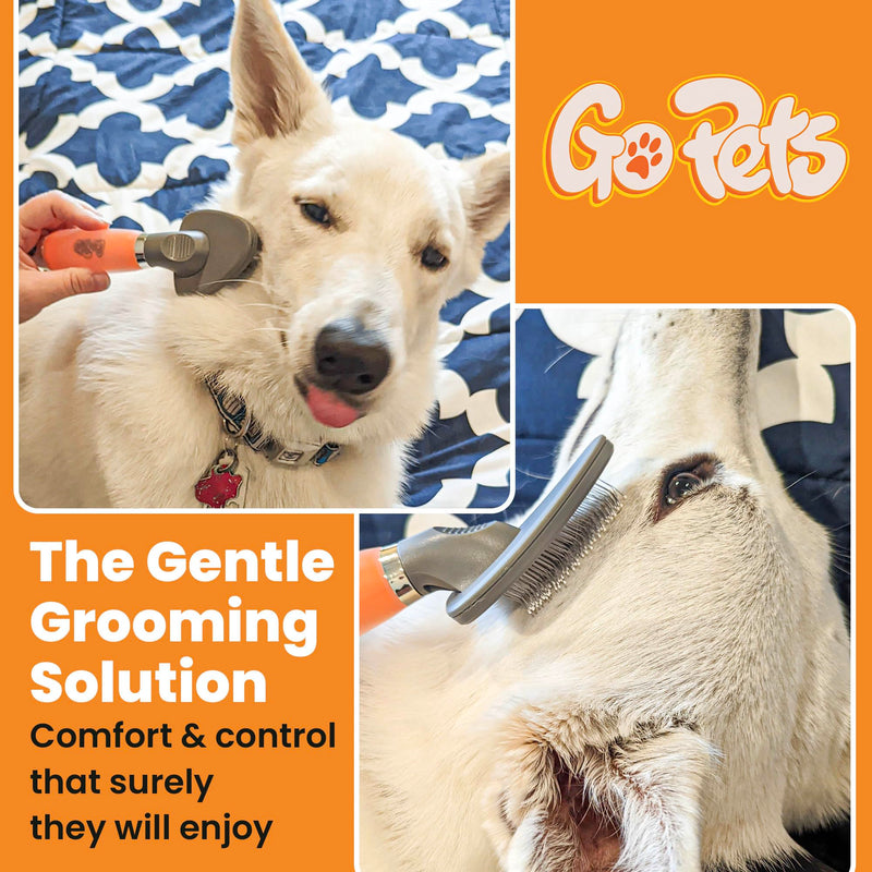 GoPets Small Pin Slicker Brush, Easy-Groom Pin Comb for Tangles & Shedding, Rounded Safety Tips, Dematting Brush for Short & Long Hair Cats, Dogs & Furry Pets, Ideal for Sensitive, Hard-to-Reach Areas - PawsPlanet Australia