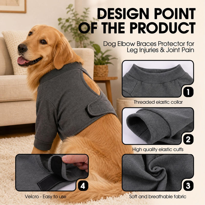 CITÉTOILE Recovery Suit for Dogs Front Body, Post-operative Protective Suit Front Paws, Breathable Medical Clothing for Licking, Elbow and Knee Protection for Wounds and Dressings, Grey, M gray