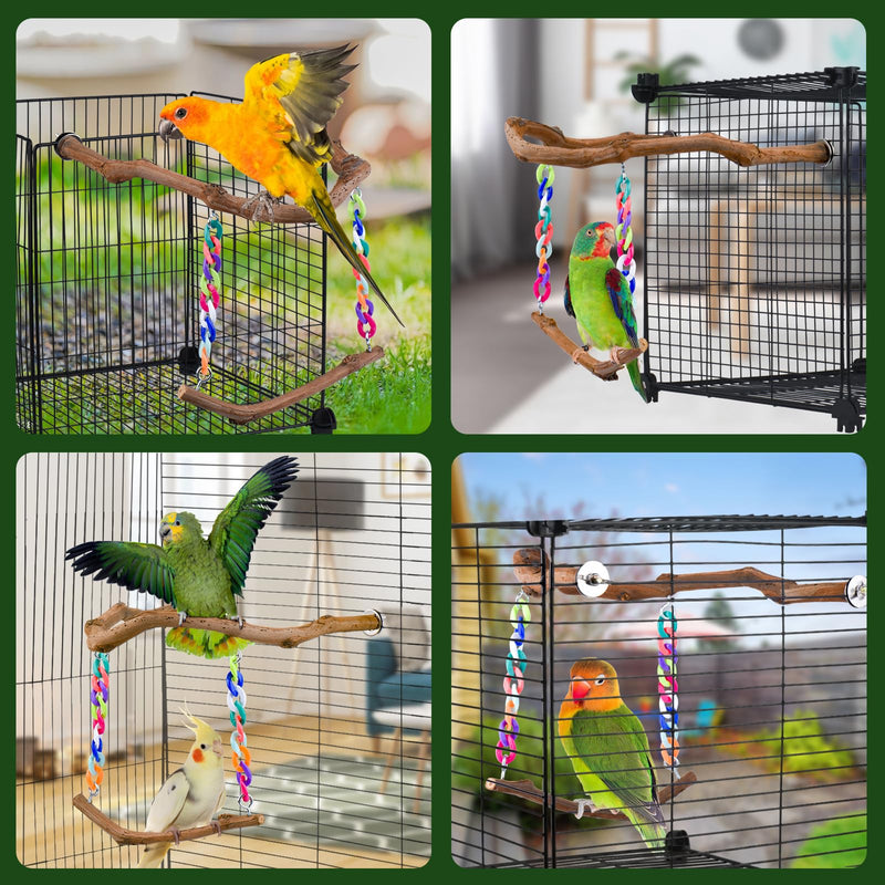 Bird Swing Toys, Standing Bird Perch with Natural Grape Wood, U Shape Hangable Birdcage Accessories, Birds Chewing Toy for Budgerigars, Parakeets, Cockatiels, Conures, Lovebirds, Finches (1Pack) 1Pack - PawsPlanet Australia