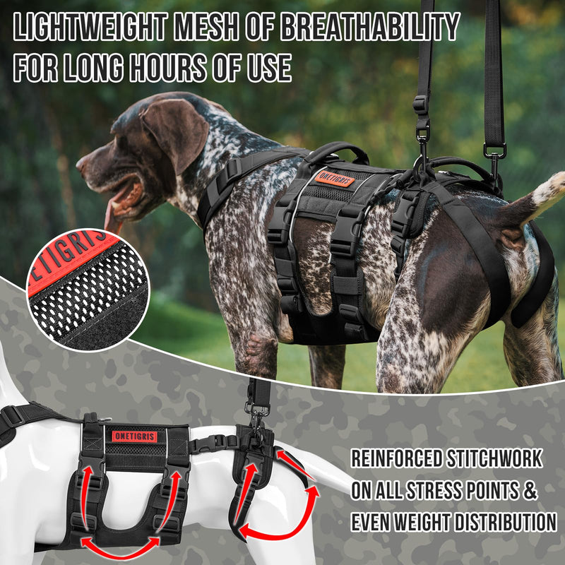 OneTigris Breathable Dog Lift Harness for Large Medium Sized Dogs, Dog Sing for Large Dogs Hind Leg, Dog Hip Support Brace Front Leg Support Vrace Black - PawsPlanet Australia