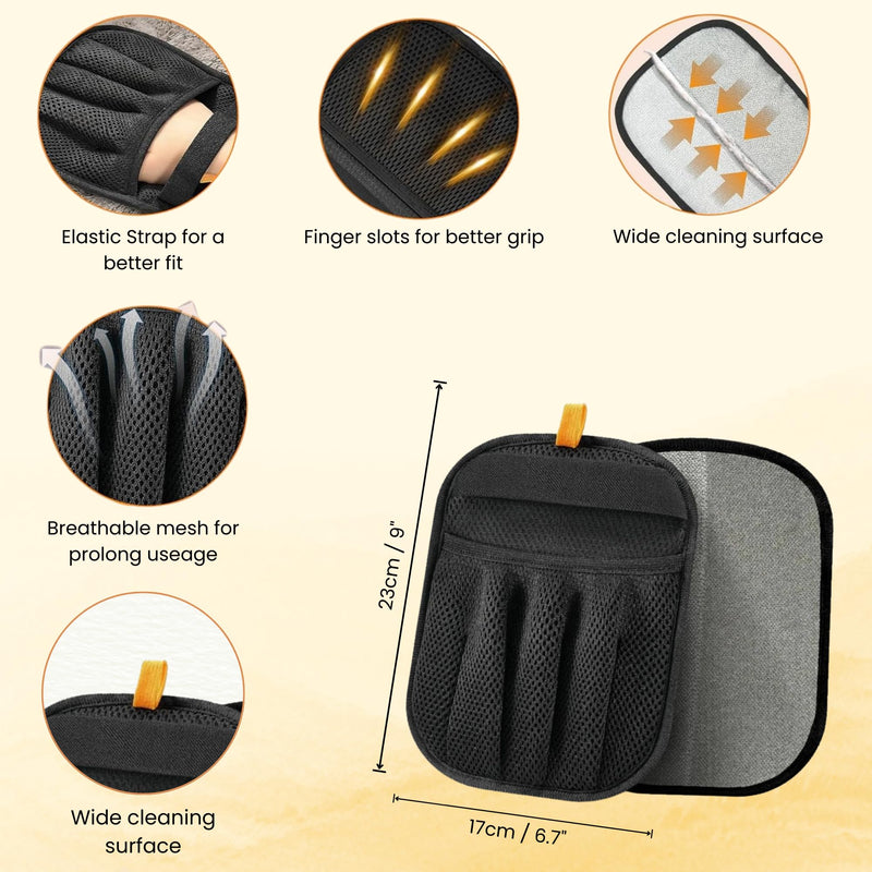 Pet Grooming Glove & Hair Remover Mitt [2 Piece Combo Set] -Deshedding Brush & Fabric Lint Remover for Cats & Dogs – Gentle Massage, Easy Hair Removal from Furniture & Clothes - PawsPlanet Australia
