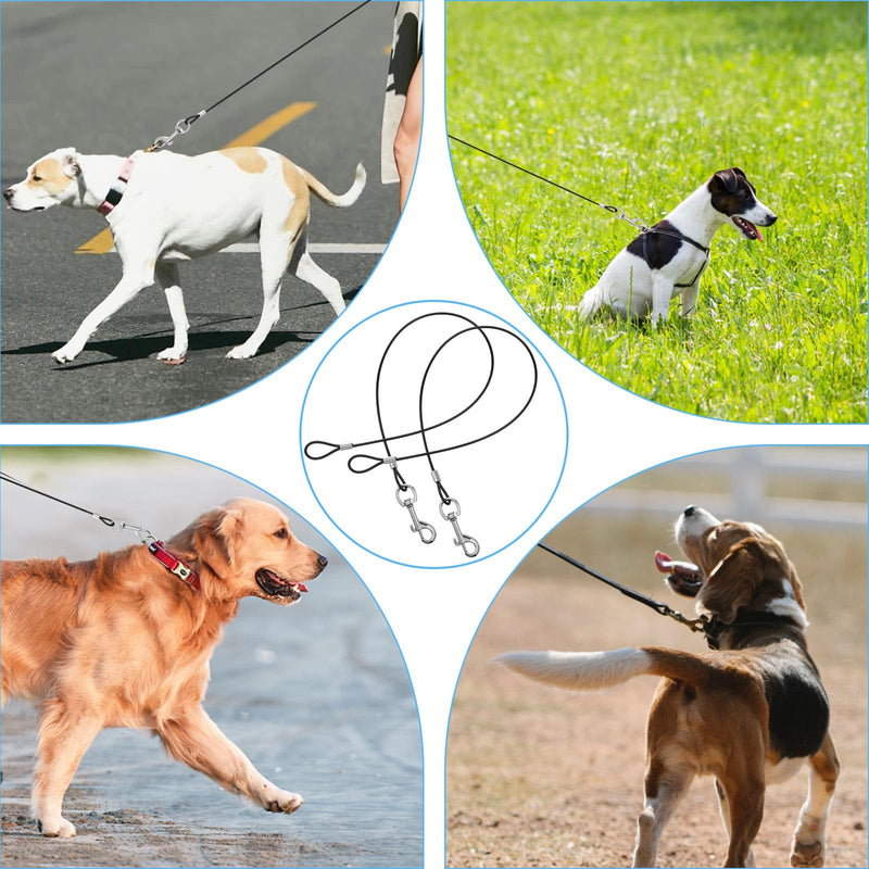 2 Pcs Chew Proof Dog Leash Extension, Dog Leash Extender Metal Non-Tangle Short Dogs Leashes Heavy Duty Dogs Leashes Extender for Small Medium Puppy Walking and Training (Black) - PawsPlanet Australia