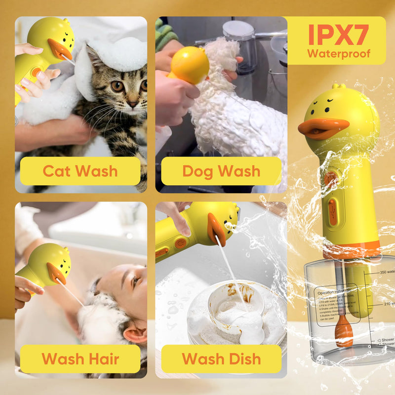 Electric Dog Shampoo Dispenser Dog Shampoo Sprayer Duck Shampoo Foamer for Pet, Foaming Soap Dispenser for Bathtub, Kitchen Sink Cleaning - PawsPlanet Australia