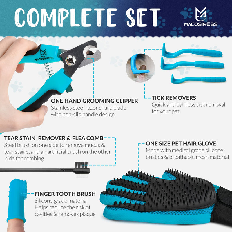 Pet Grooming Hammock for Nail Trimming - Dog Nail Clippers for Large Dogs - Pet Grooming Hammock with Hooks Dog Nail Clipper - Dog Hammock - Dog Sling for Small Dogs Lift Harness - Cat Harness - Pets PREMIUM SET - Aqua with black paws S - PawsPlanet Australia
