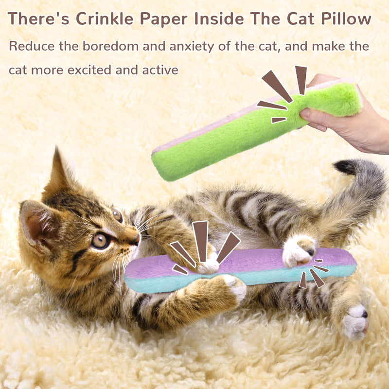 Retro Shaw Cat Toys Catnip Pillow with Refillable Catnip Toys 3 Pack,Soft and Durable Crinkle Sound Kitten Toy,Bite Resistant Interactive Cat Kicker Toy,Fuzzy Toys Promotes Kitten Kitty Exercise - PawsPlanet Australia