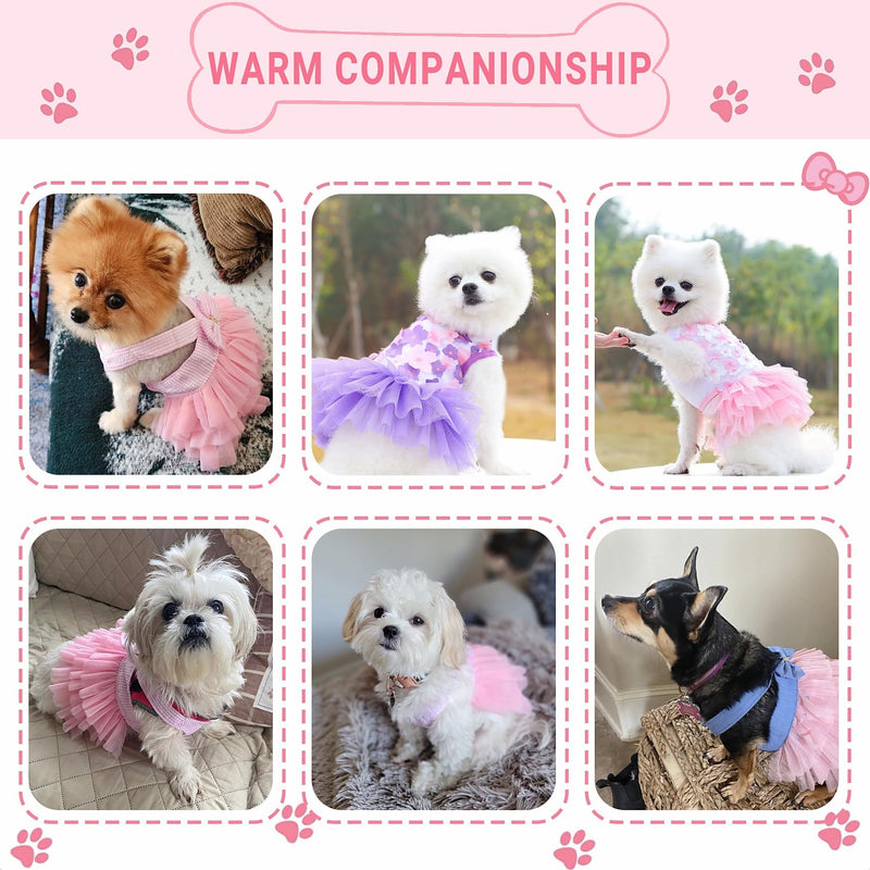 Dog Dresses, Fashion Pet Dog Clothes, Striped Mesh Puppy Dogs Princess Dresses (Purple/Pink(4pack), Medium) Purple/Pink(4pack) - PawsPlanet Australia