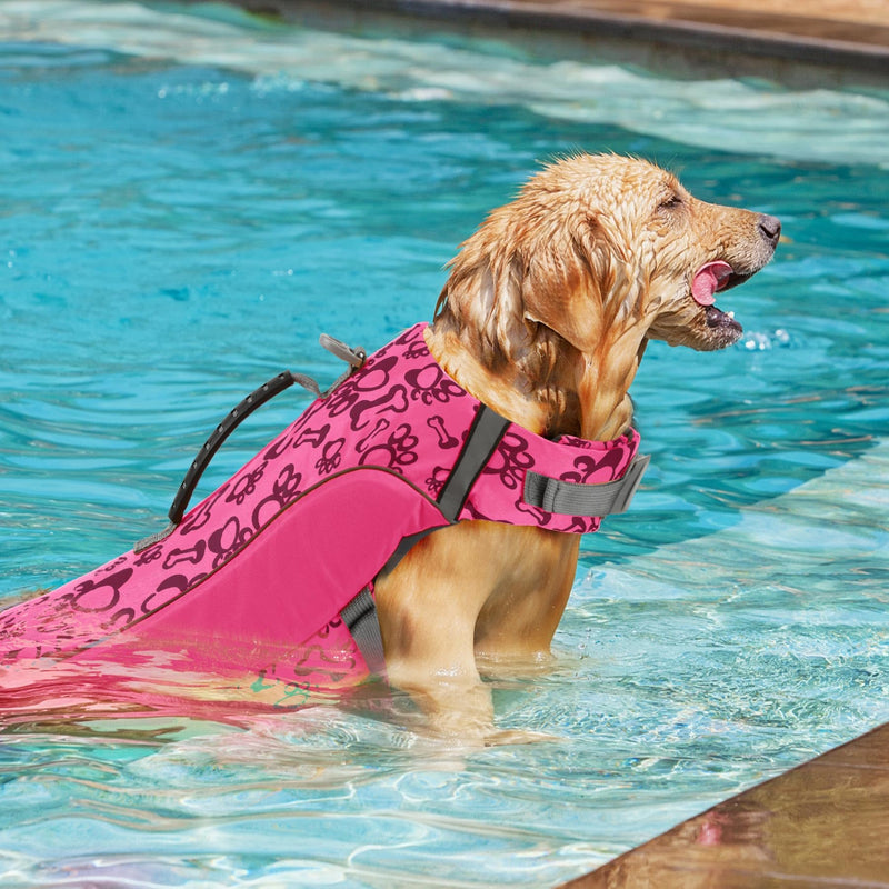 ALAGIRLS Dog Life Jacket Safety Pet Flotation Life Vest, Adjustable Dog Swimming Vest Pet Life Preserver with Superior Buoyancy & Rescue Handle for Small Medium Large Dogs, Pink L L(Chest Girth 53-72cm)