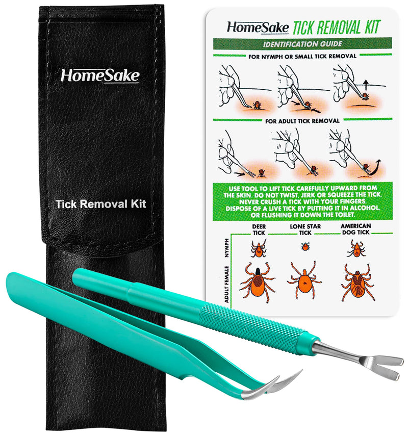 Tick Remover Tool and Tweezer Set for Humans - Pets, Stainless Steel Cat and Dog Tick Removal Kit with Storage Pouch, Safe Tic Control Puller for Complete Removal of Big and Small Ticks 1 Pack - PawsPlanet Australia