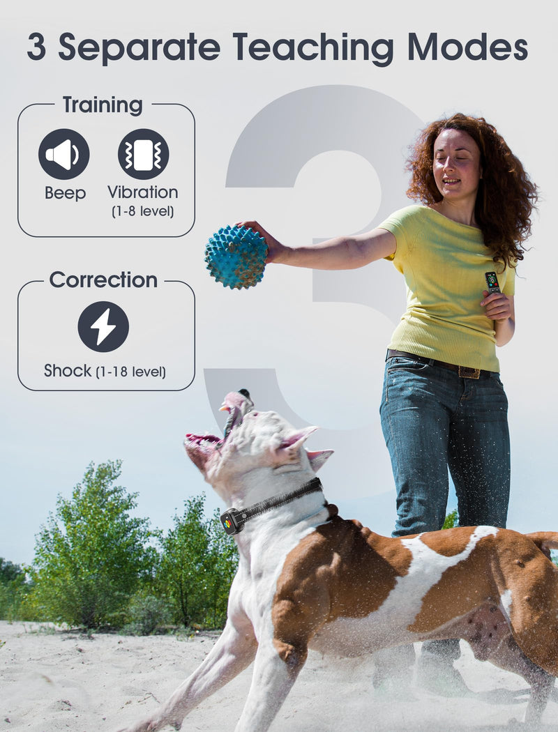 Dog Training Collar with Remote, Smart Dog Shock Collar with 3 Training Modes and Training Icons, Waterproof Electric Dog Shockers for Large and Medium Dogs (8-120 LBS) Black - PawsPlanet Australia