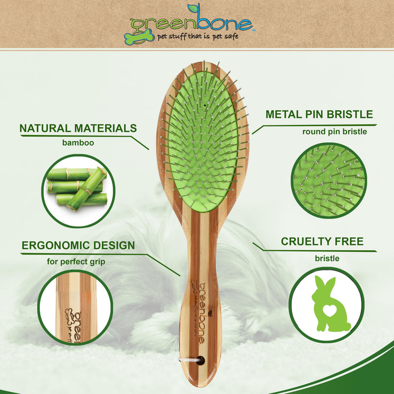 Pet Spa Metal Pin Brush - All-Natural Bamboo Pet Grooming Brush - Entirely Made from Sustainable Bamboo for Dogs & Cats - PawsPlanet Australia