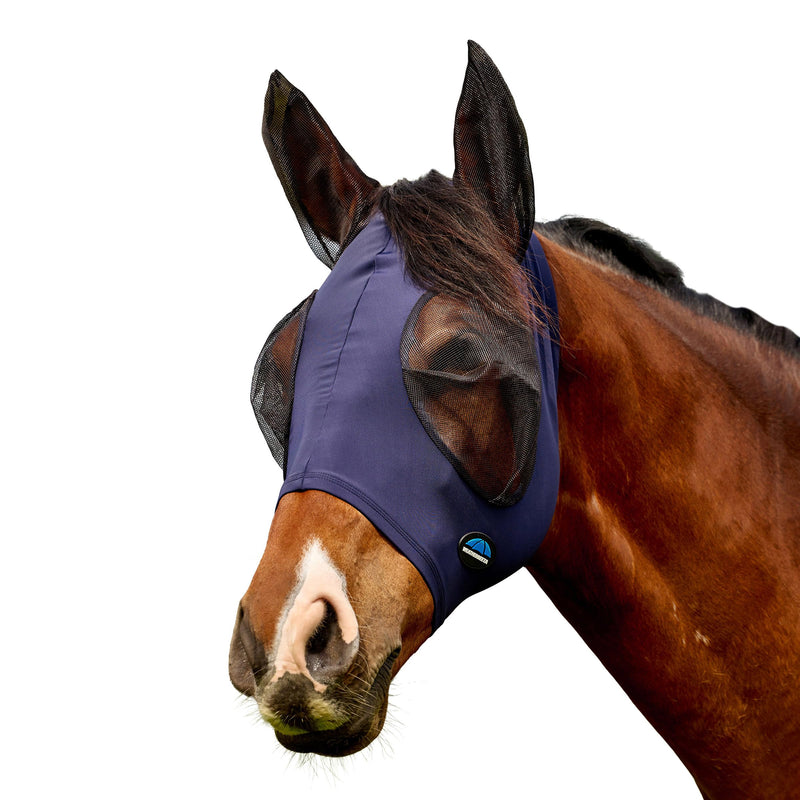 WeatherBeeta ComFiTec Deluxe Stretch Fly Mask with Ears, Navy/Black, Medium M