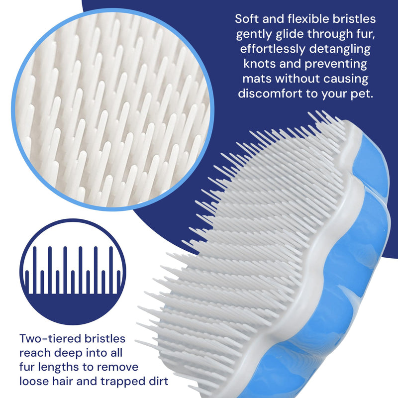 Large 5" Dog Pet Hair Massaging Brush Grooming Tool for Cats Dogs Long or Short Hair Royal Relief Blue - PawsPlanet Australia