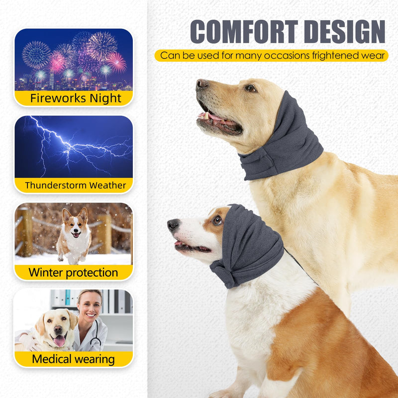 Dog Ear Cover for Anxiety Relief, Adjustable Dog Calming Hood for Grooming and Bath Drying Noise Protection, Pet Cats and Dogs Ear Protector (M,Grey) Medium Grey